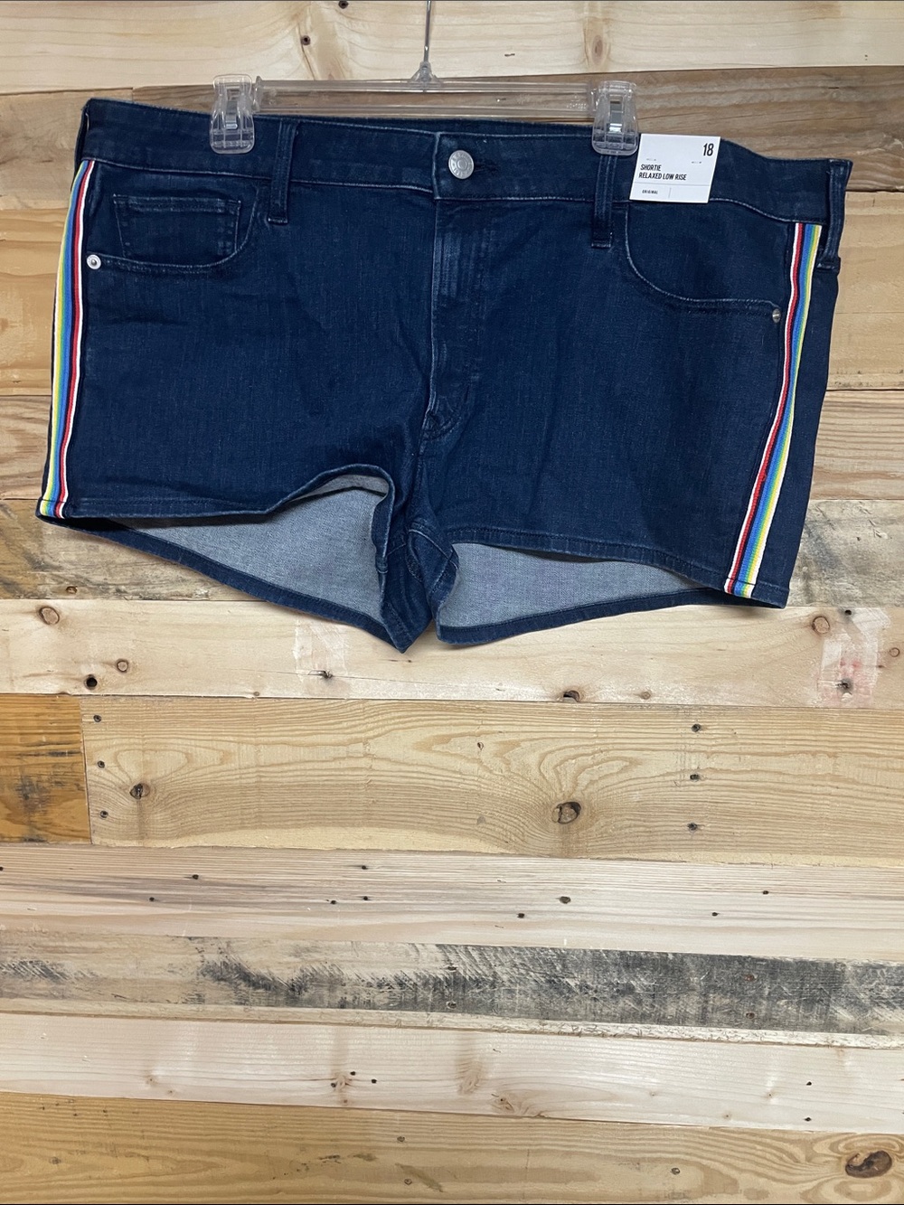 Express relaxed low rise shortie shorts with rainbow detail on the sides